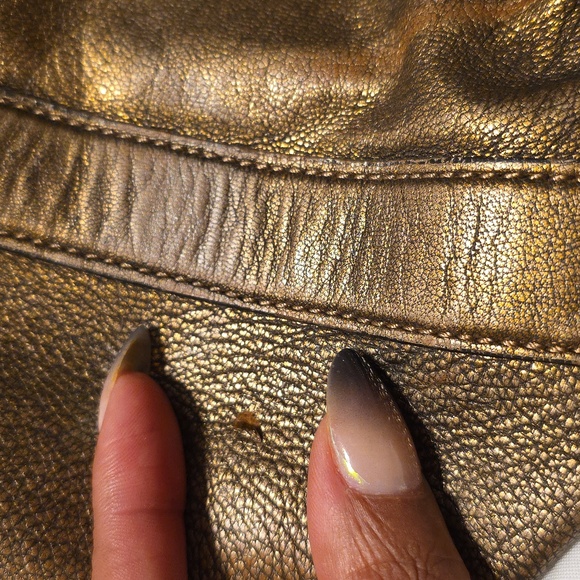 Cole Haan Metallic Bronze Leather Shoulder Bag - Picture 11 of 16